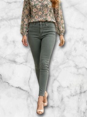 Maurices Olive Green Brushed Denim Jean Leggings Slim Straight Soft Size M